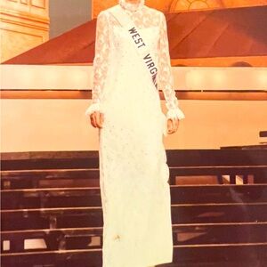 Rose Taft Couture vintage evening gown worn in 1983 Miss USA pageant by Miss WV.